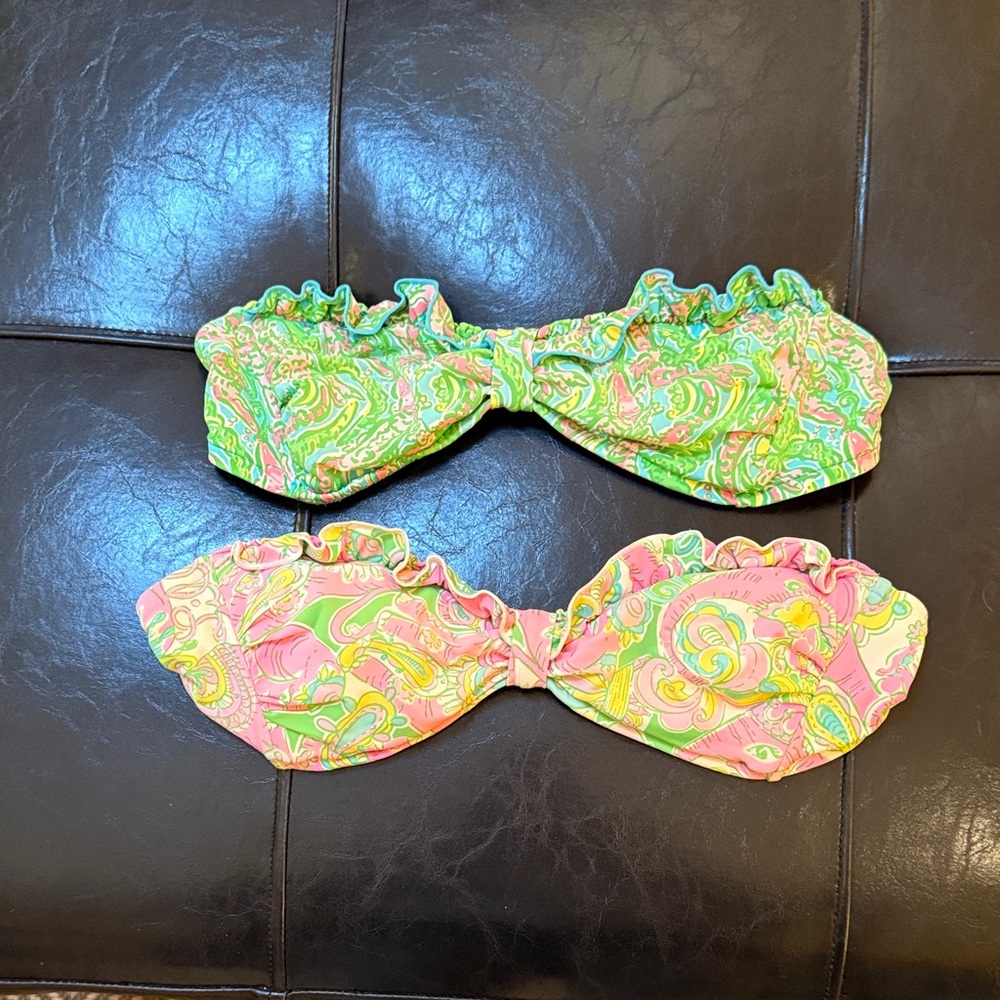 Lilly Pulitzer Green and Pink Bikini Tops